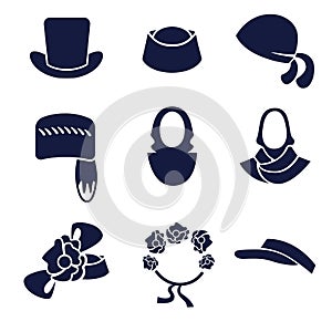 Different types of womenÃ¢â¬â¢s hats and headdresses